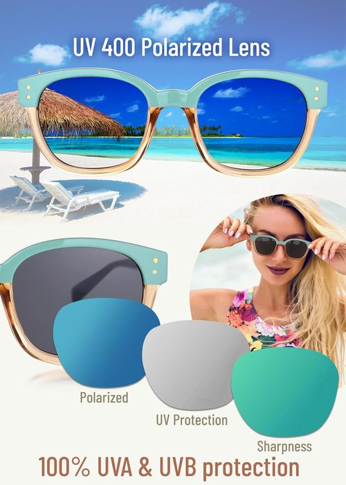 Leafael Polarized Sunglasses - Trendy Two-Tone Design | UV400 Protection, Retro Square Frame