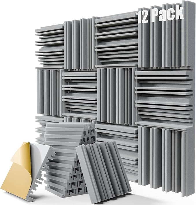 Upgrade 12 pack Self-adhesive Sound Proof Foam Panels, Decorative Soundproof