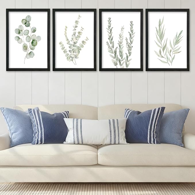 YWJKWLGS Botanical Watercolor Prints Sign Sage Green Eucalyptus Wall Decor