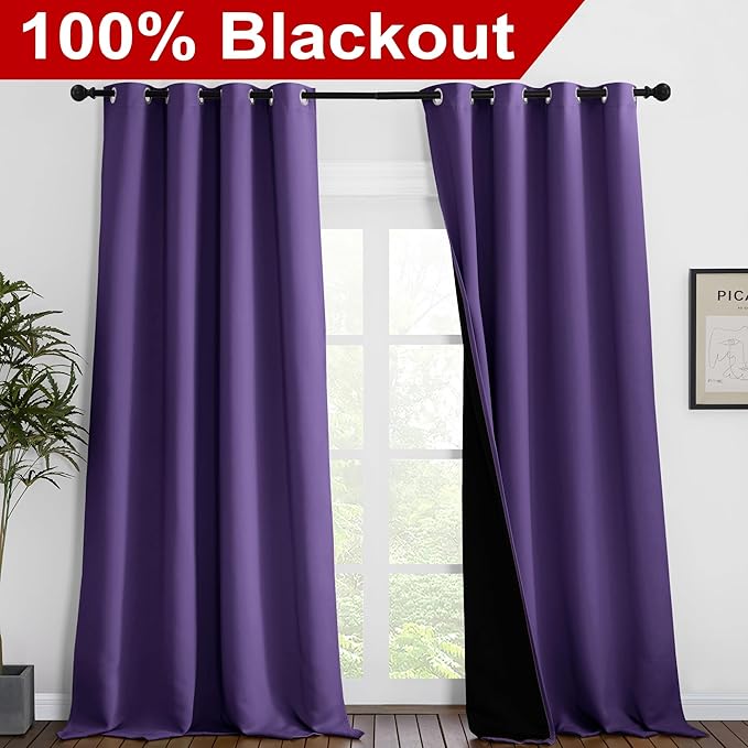 NICETOWN 100% Blackout Blinds, 52 inches x 120 inches, Laundry Room Decor
