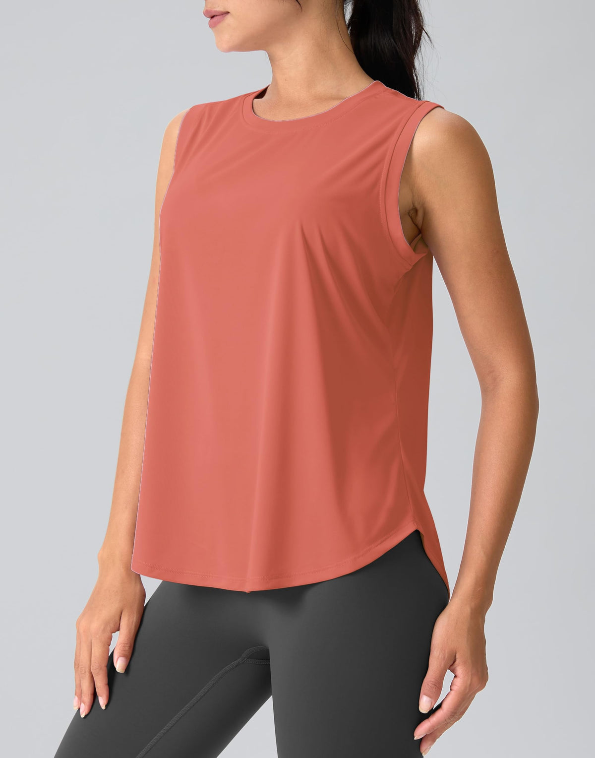 SANTINY Women's Sleeveless Workout Tops Breathable Lightweight Active Tennis Yoga Shirts Athletic Running Tank Tops for Women (Coral_XS)