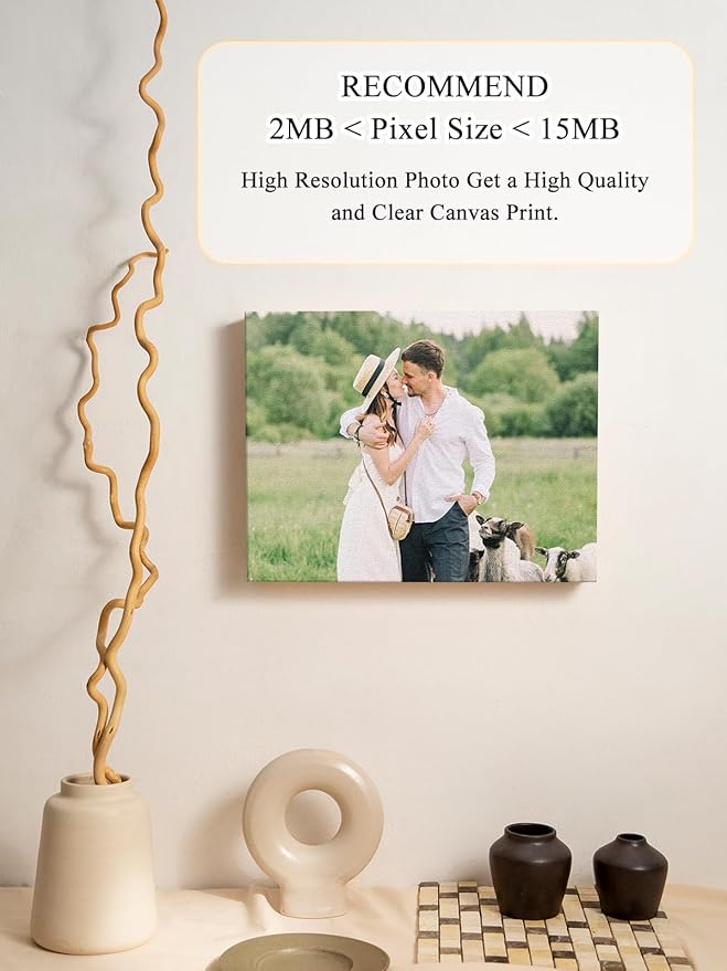 Jovivi Custom Canvas Prints with Your Pictures - Personalized Photos Print,Wall Art Poster Canvas Printing Customized Photo Gifts for Wedding Family Pets Home Office Decor Frame 16x16