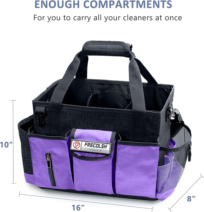 Large Cleaning Caddy for Cleaning Suppliers Organizer,15" Storage Organizer for House Clean Essential, Wearable Cleaing Bag, Storage Caddy for Housekeeping