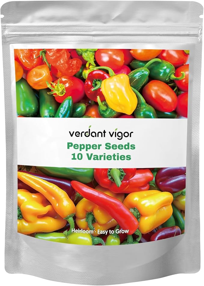 600+ Pepper Seeds, Heirloom Vegetable Seed for Planting Indoor Outdoor, 10 Varieties Hot and Bell Pepper (Capsicum Annuum) Seeds Garden Kit, Non-GMO Home Fresh Food Hydroponic Veggie Supply