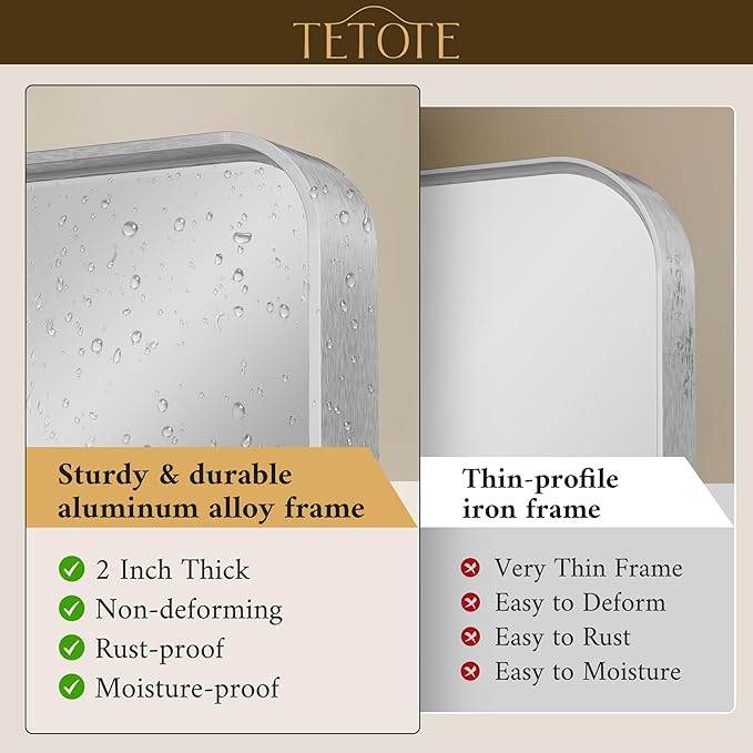 TETOTE 48 x 36 Inch Silver Mirrors
