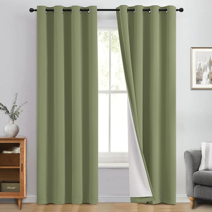 Yakamok 100% Blackout Curtain Panels 96 inches Cold and Light Blocking Drapes