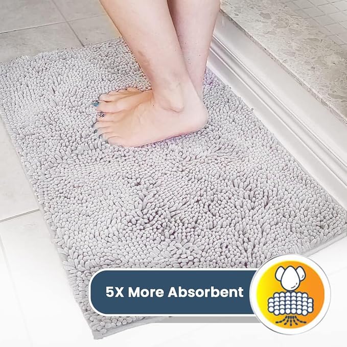 Muddy Mat® | Super Water Absorbent Door Mat Indoor, Microfiber Quick Dry Chenille Entryway Rug, Slip Resistant Front Door Mat, Indoor Mats for Entryway, Machine Washable Pet Rug, White 5ft x 7ft