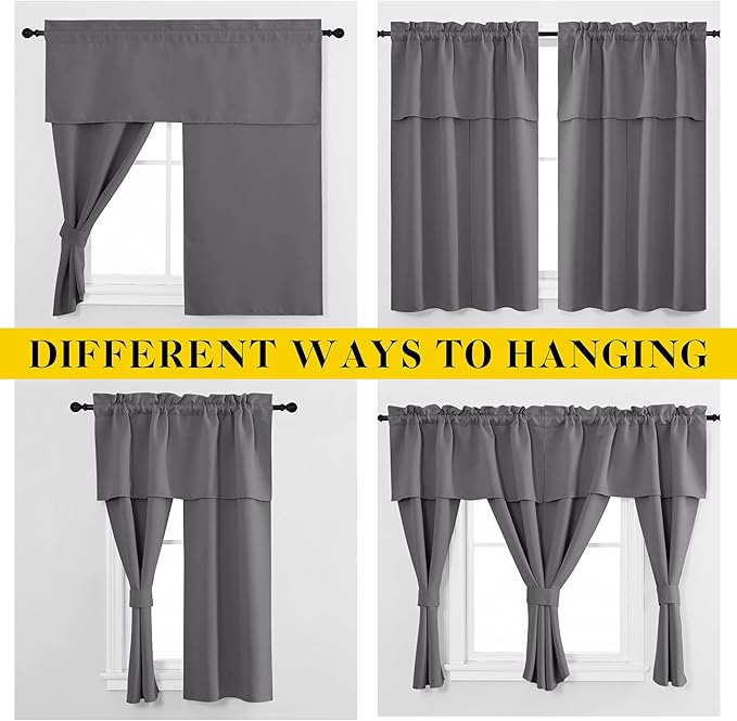 NICETOWN Short Curtains with Attached Valance