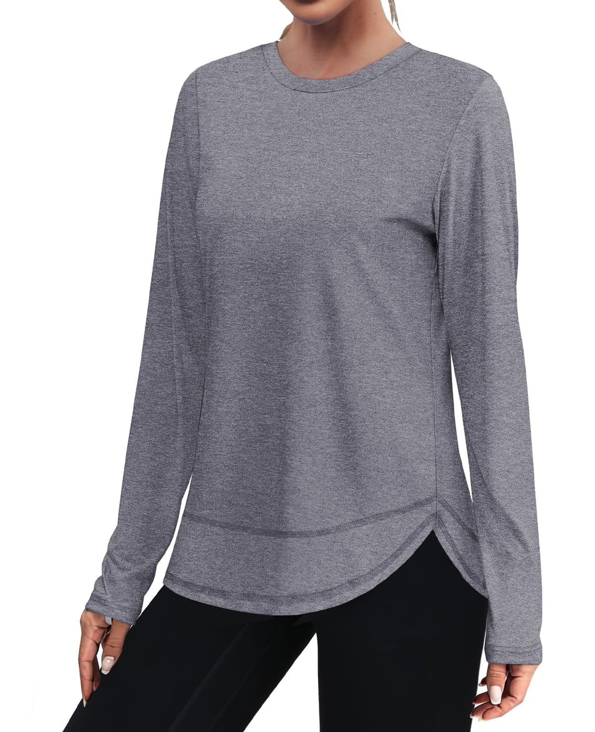 Workout Tops for Women Summer Shirts Long Sleeve Uv Sun Protection UPF Clothing Rash Guard Moisture Wicking Pilates Outfits Tunics to Wear with Leggings Grey Fall Winter 2026 L