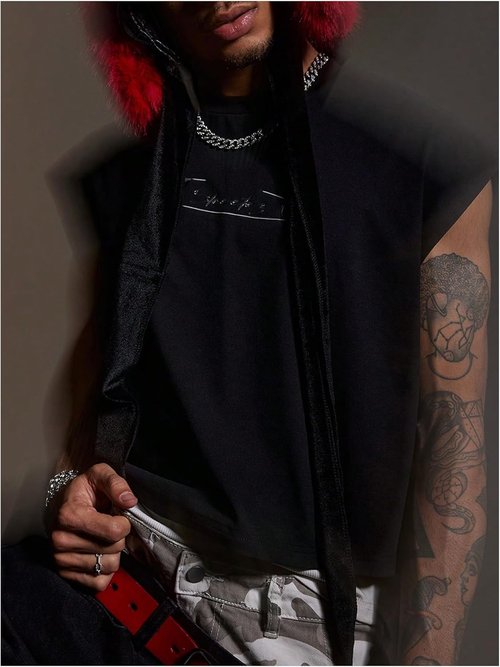 GORGLITTER Men's Crop Vest Top - Stylish Dolman Sleeve Crewneck Pullover Tank - Comfortable Fit