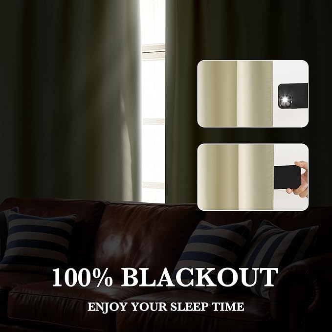 RYB HOME 100% Blackout Short Curtains