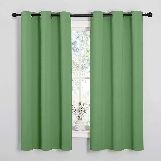NICETOWN Froest Green Blackout Curtains 40 inches Length