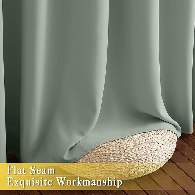 NICETOWN Sage Green Sliding Glass Door Curtain, Grommet Thermal Insulated