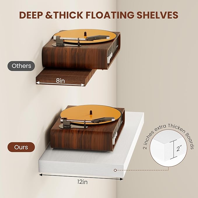Vivelove 24/36/48/12 Inch Floating Shelves