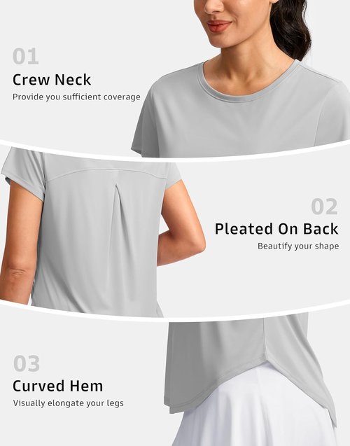 G Gradual Women's Athletic Yoga Tops - Lightweight, Quick-Dry Short Sleeve Gym Shirts | Loose Fit