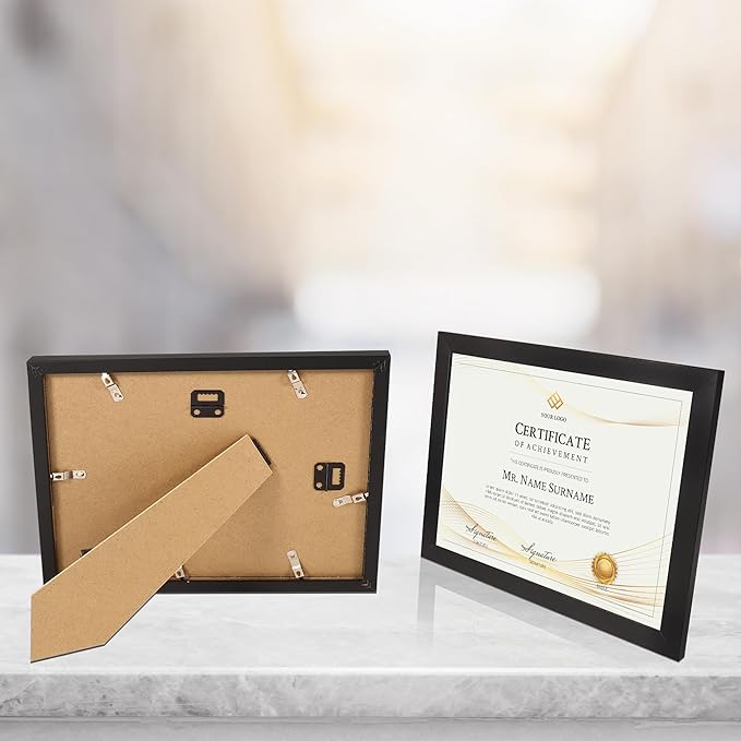 8.5x11 Picture Frame set of 15, Multi Certificate 8.5 by 11 Picture Frames Bulk, Document Diploma Award Frame for Wall Hanging or Tabletop Display, Black