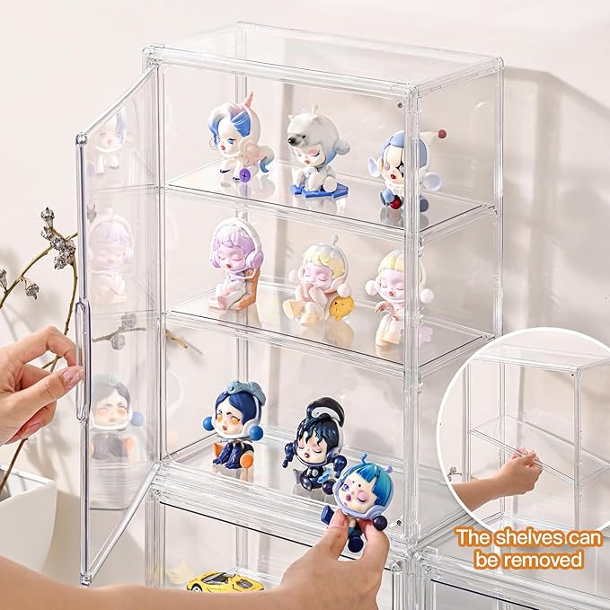3 Tier Clear Display Case for Figures, Wall-Mounted Acrylic Storage Organizer