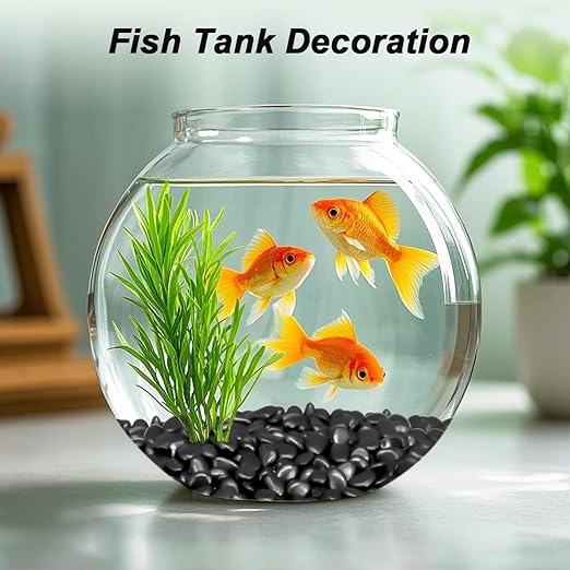 Garden Landscaping Stones,Landscaping Pebbles,River Rocks,Decorative Ornamental Pebbles,Gravel Filler for Home Decoration Flower Bed Fish Tank Plants Vases Succulents (1, Black, 1 Pound)