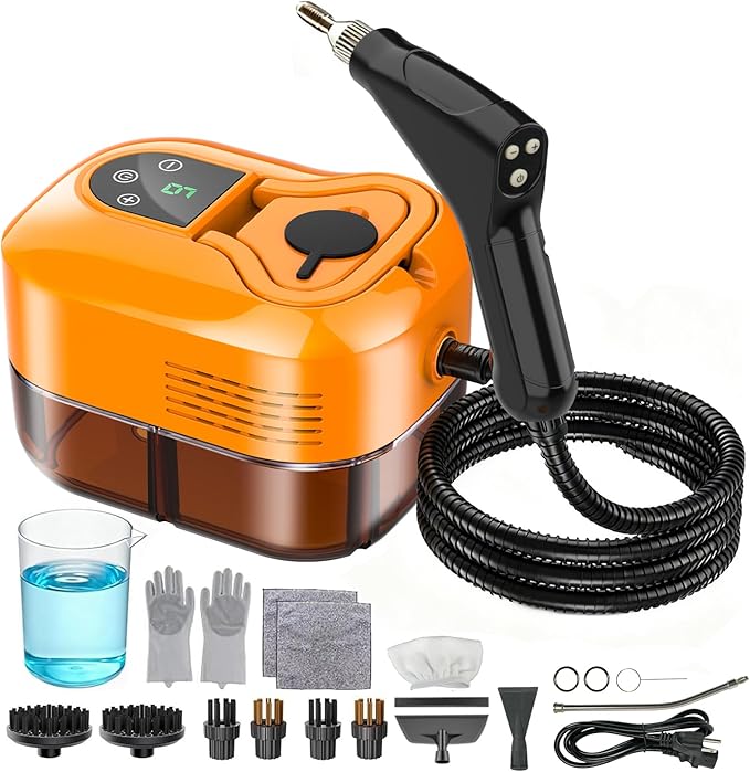 Steam Cleaner for Home & Car - 1800ML Water Tank 15s Heat-Up Portable Steamer for Cleaning, 6 Level Handheld Steam Cleaner for Car Detailing with 17 Accessories for Furniture, Grease, Carpet, Grout