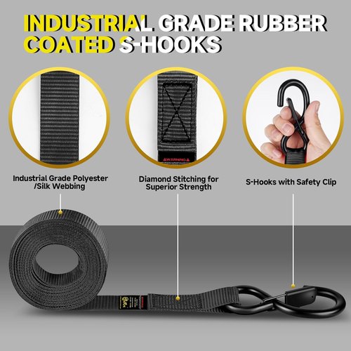 4Pcs Ratchet Tie Down Straps Kit - 2400lb Break Strength | 1” x 16FT Soft Loop Straps for Trucks & Motorcycles
