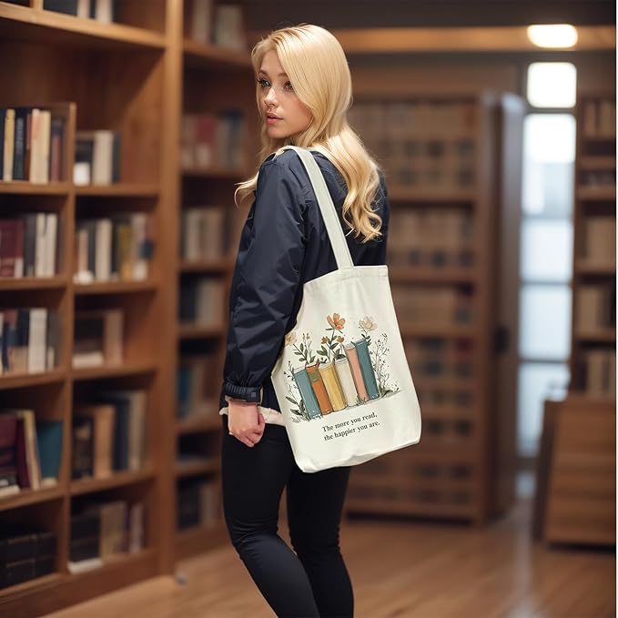 itgowisa Canvas Tote Bag for Women, Tote Bag with Zipper Inner Pocket, Zippered Canvas Bag for Shopping Work Grocery Everyday