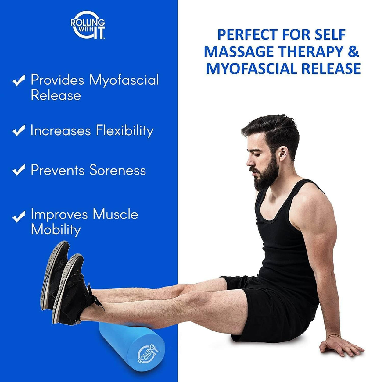 Rolling With It Foam Roller - High Density Muscle Roller for Therapy & Recovery | Eco-Friendly Design