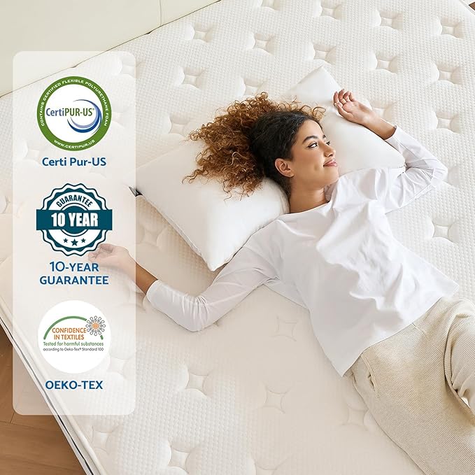 King Mattress, 14 Inch Hybrid Mattresses with Pocket Springs, Medium Firm King Size Mattress in a Box, Upgraded Support