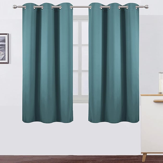 LEMOMO Sea Teal Thermal Blackout Curtains/38 x 63 Inch/Set of 2 Panels Room