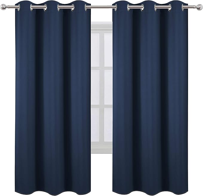 LEMOMO Navy Blue Thermal Blackout Curtains/42 x 72 Inch/Set of 2 Panels Room