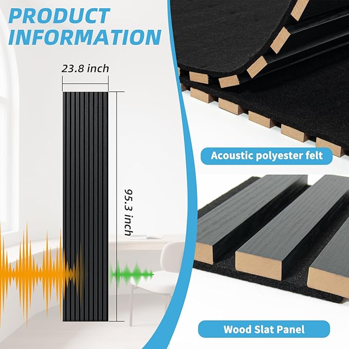 Art3d 1-Pack Acoustic Wood Slat Wall Panel