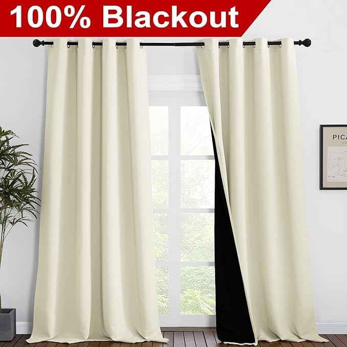 NICETOWN Thermal Insulated 100% Blackout Curtains, Noise Reducing Performance