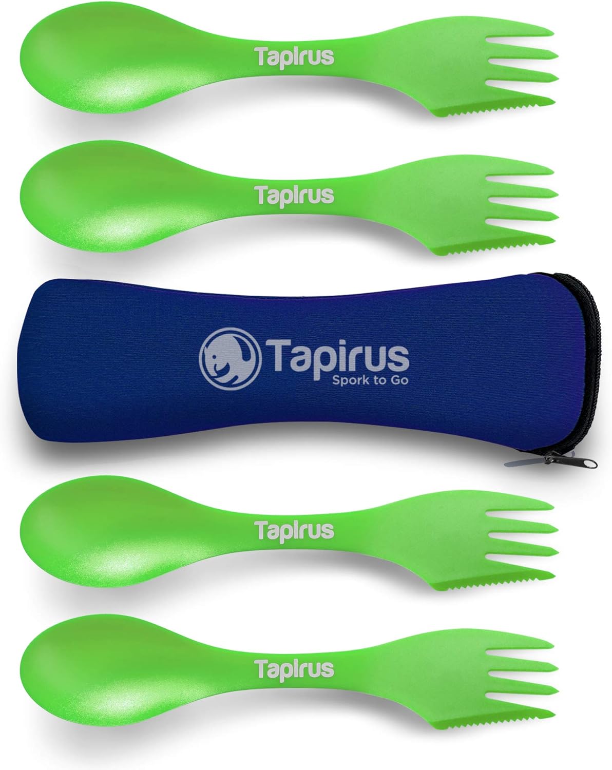 Tapirus 4-Piece Spork Set - 7-Inch Durable BPA-Free Utensils for Camping & Outdoor Use