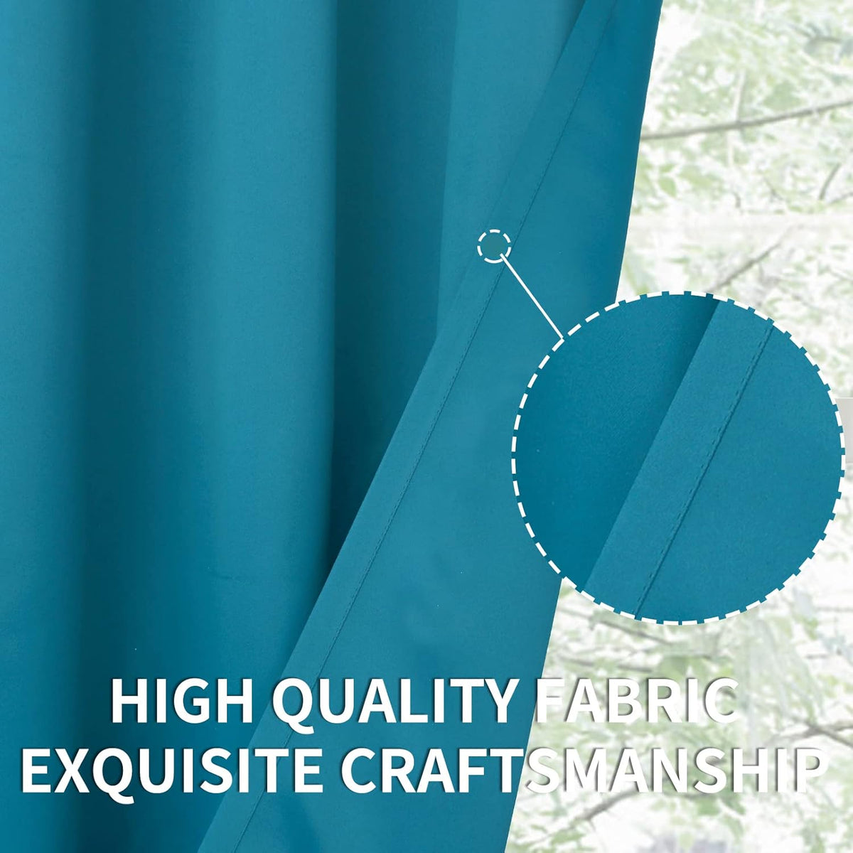 BGment Rod Pocket Blackout Curtains for Bedroom - Thermal Insulated Room Darkening Curtains for Living Room, Peacock Blue, 52 x 63 Inch, 2 Panels