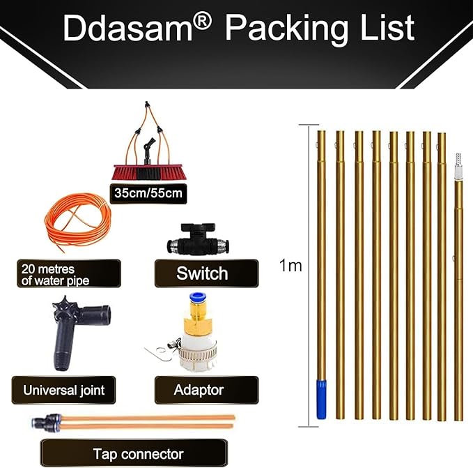 27FT Water Fed Pole & Backpack Window Cleaning Kit with Telescopic Brush Extendable Window Washer for Conservatory Roof Photovoltaic Panel Cleaning
