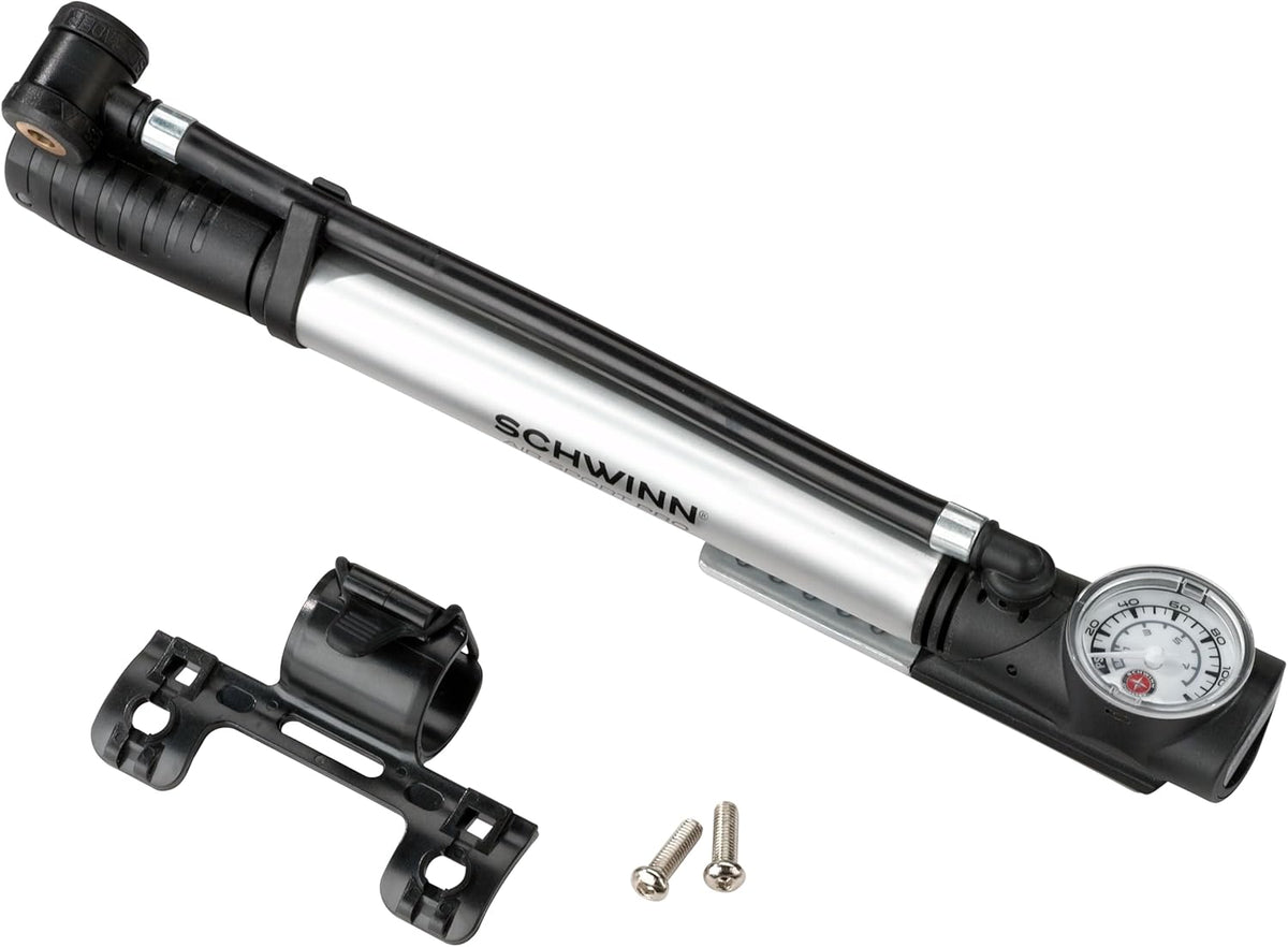 Schwinn Air Sport Mini Bike Pump - Portable Foot & Hand Pump for Schrader & Presta Valves | Ideal for Easy Road Riding
