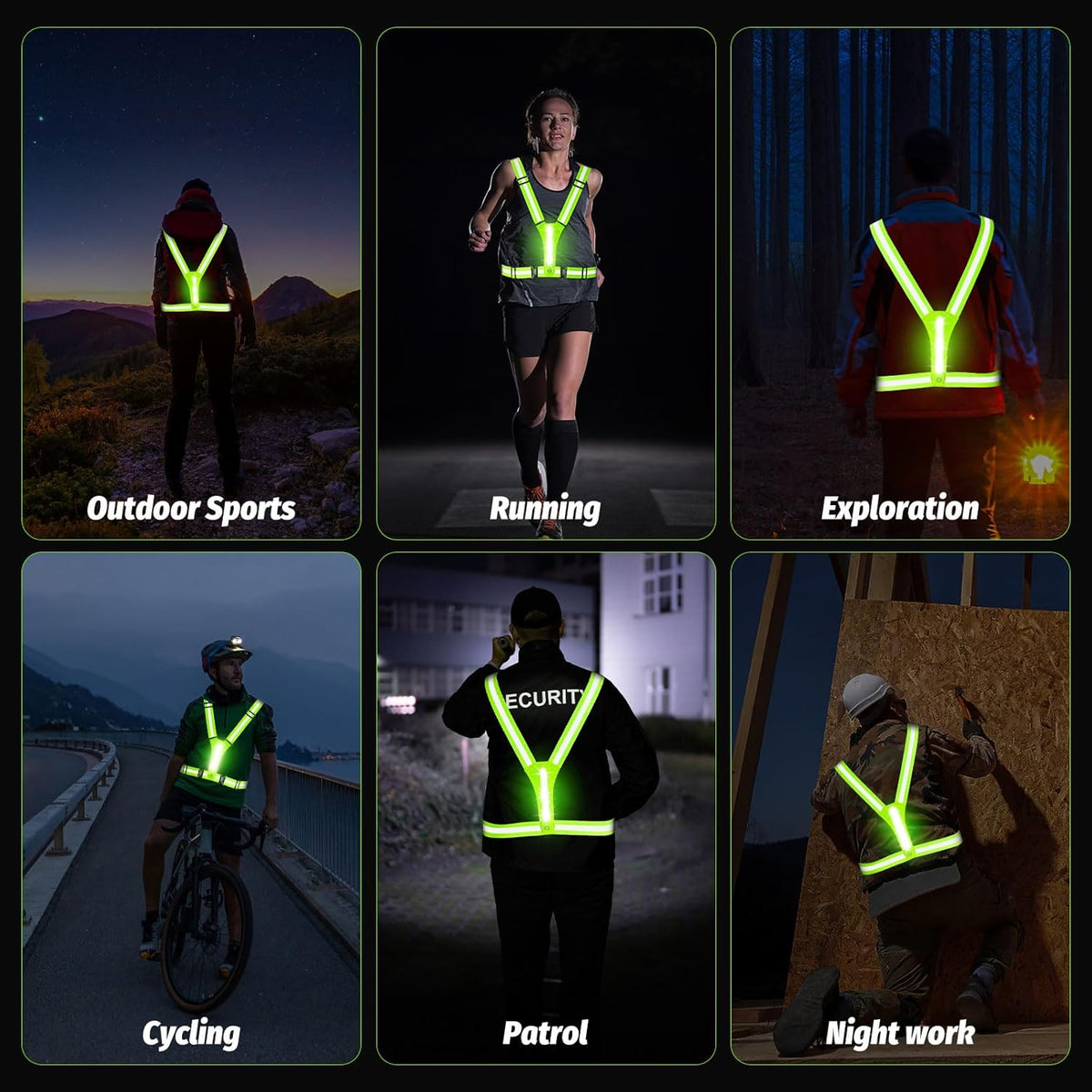Skiennix LED Reflective Running Vest - Rechargeable Night Gear With 3 Light Modes | Safety Belt for Runners