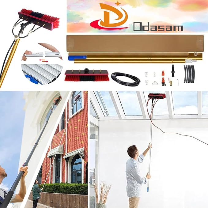 13m/43FT Water Fed Pole & Backpack/Window Cleaning Telescopic Brush/Extendable Window Washer Ideal for Conservatory roof Cleaner Photovoltaic Panel Cleaning.