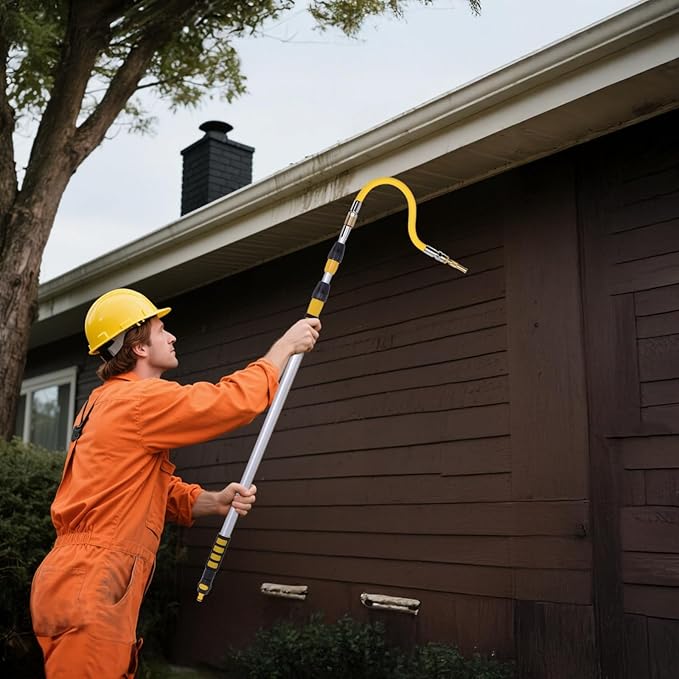 Gutter Cleaning Tool 1.6M / 62.9 in Extendable, Wand Adjustable Roof and Gutter, Bendable Head, Water Gun Interface High-Pressure, Lightweight, Ergonomic Design for Easy Cleaning