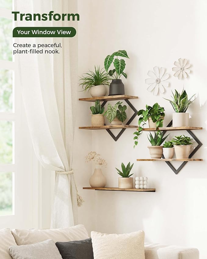 Bamworld Floating Shelves for Wall Planters for Indoor Plants Hanging Shelves