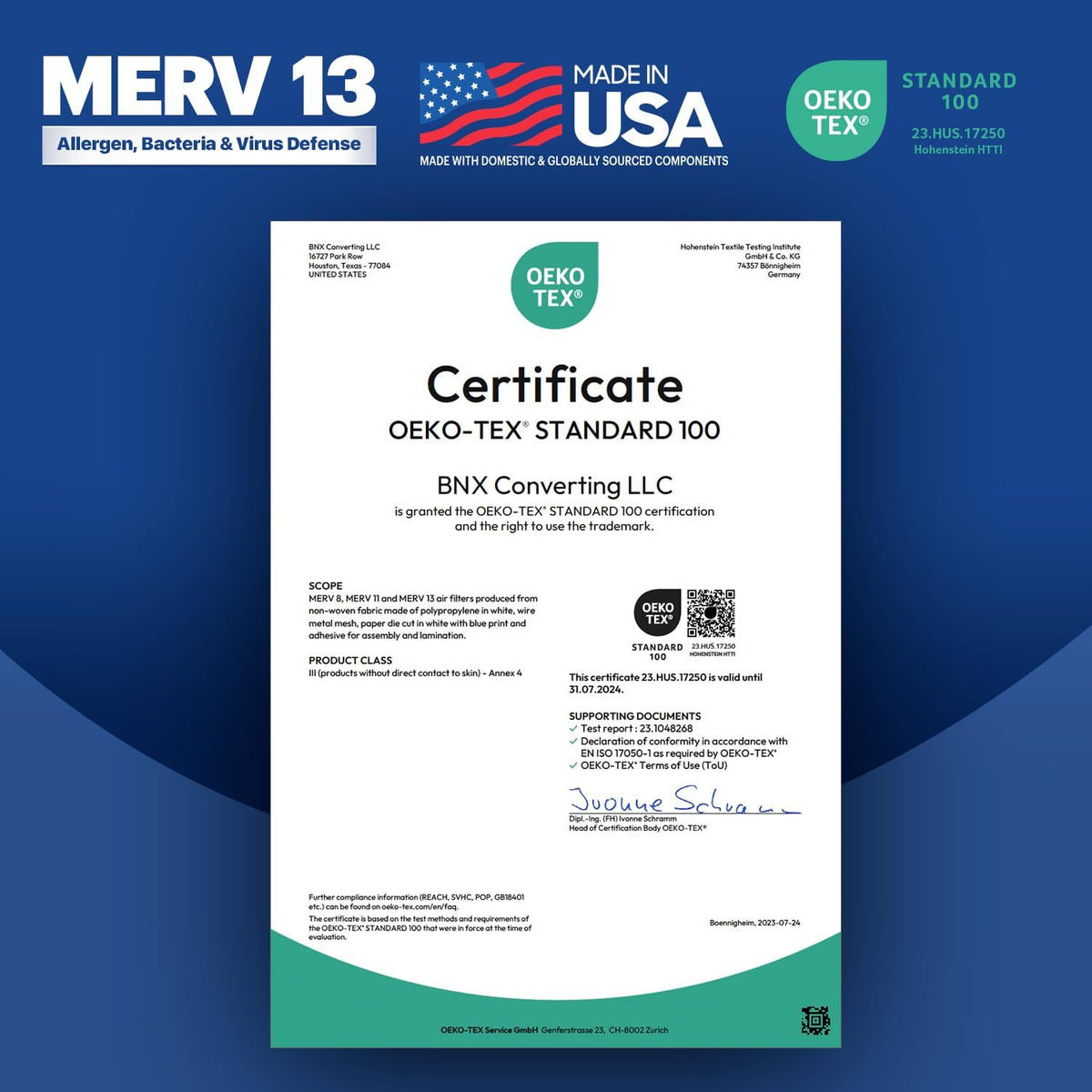 BNX TruFilter 18x18x1 Air Filter MERV 13 (4-Pack) - MADE IN USA - Electrostatic Pleated Air Conditioner HVAC AC Furnace Filters for Allergies, Pollen, Mold, Bacteria, Smoke, Allergen, MPR 1900 FPR 10