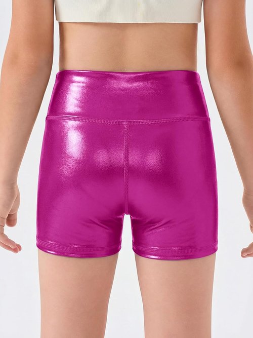 Haloumoning Girls High-Waisted Athletic Shorts - Comfy Yoga & Dance Biker Shorts for Ages 5-14
