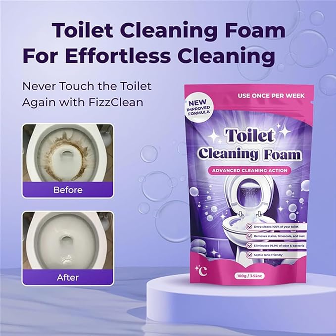Fizzclean Toilet Cleaner, Fizzclean Toilet Cleaning Foam, Foam For Sparkling Clean, Touch Free Foaming Cleaning Powder (3)