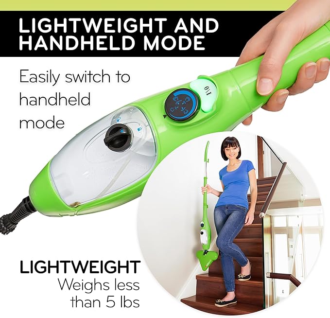 H2O X5 Steam Mop & Handheld Steam Cleaner | 5-in-1 Floor Steamer | Hardwood, Tile & Laminate Cleaner | Carpet Glider Included | Grout, Window & Garment Attachments