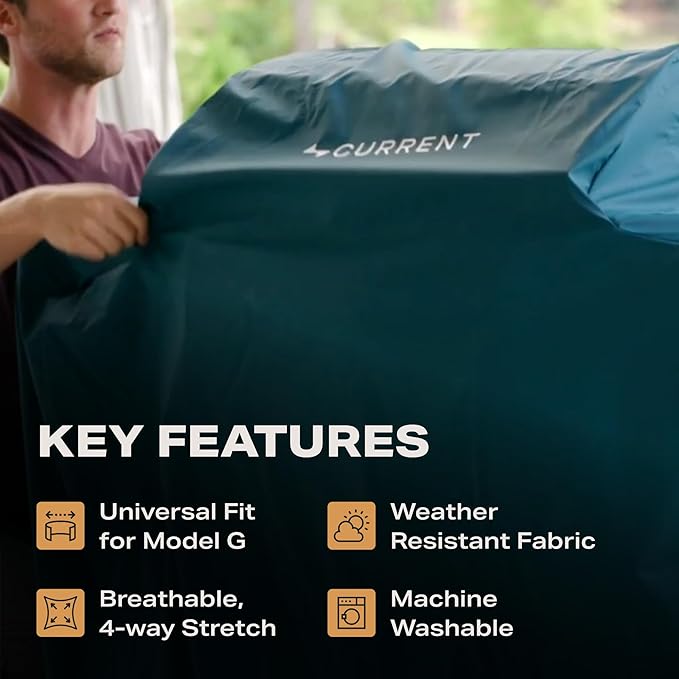 Current® SoftFlex Grill and Griddle Cover, Custom Sized to Fit Both Current Model G Grill & Griddle, Weather Resistant Material, Anti-UV, Lightweight & Flexible, Weatherproof & Durable, Ocean