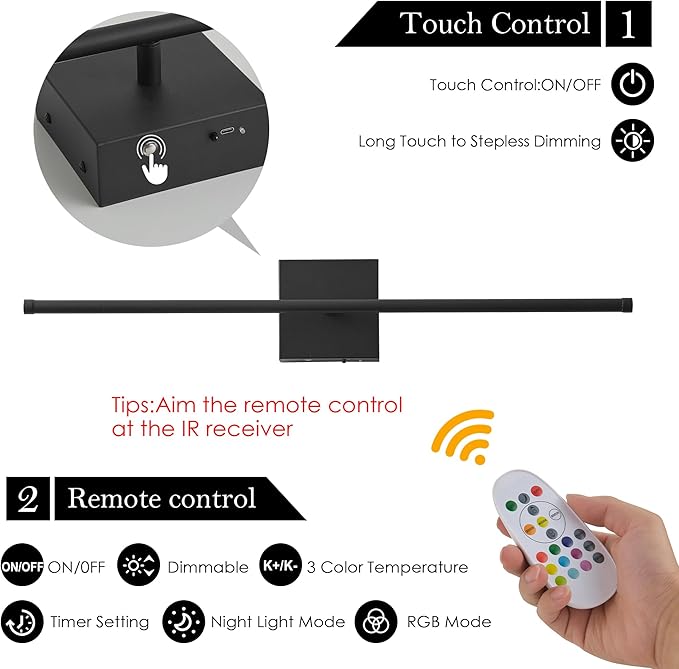 KARTOOSH 28.3 Inch 9 RGB Color Battery Operated Wireless Wall Sconces Set of Two