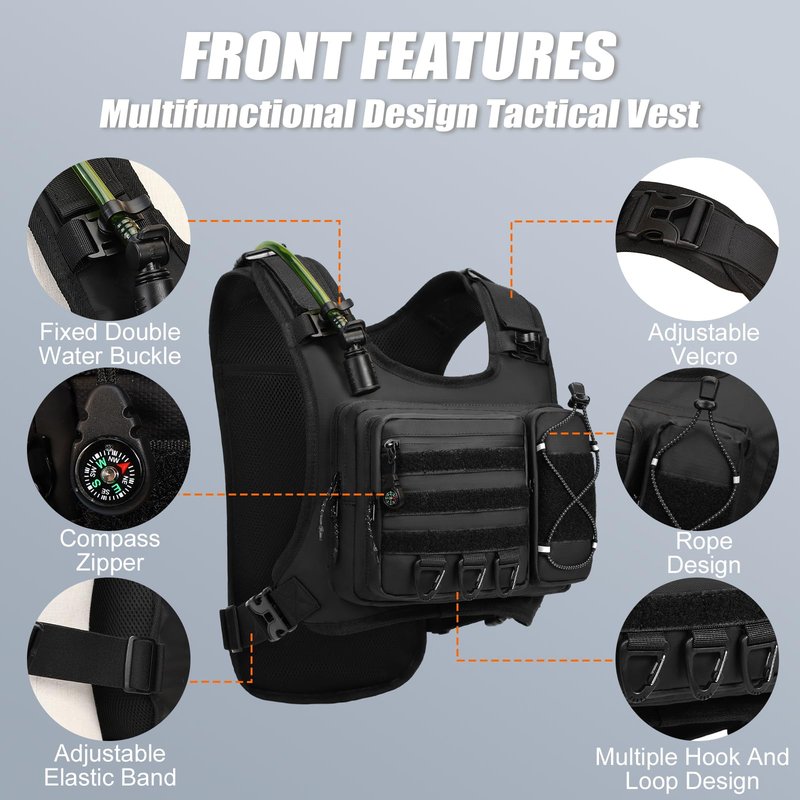 ONETOALL Running Vest with 2L Leakproof Water Bladder, Chest Pack for Hunting with Insulated Compartment for Men & Women Running, Cycling, Camping, Hiking, Skiing