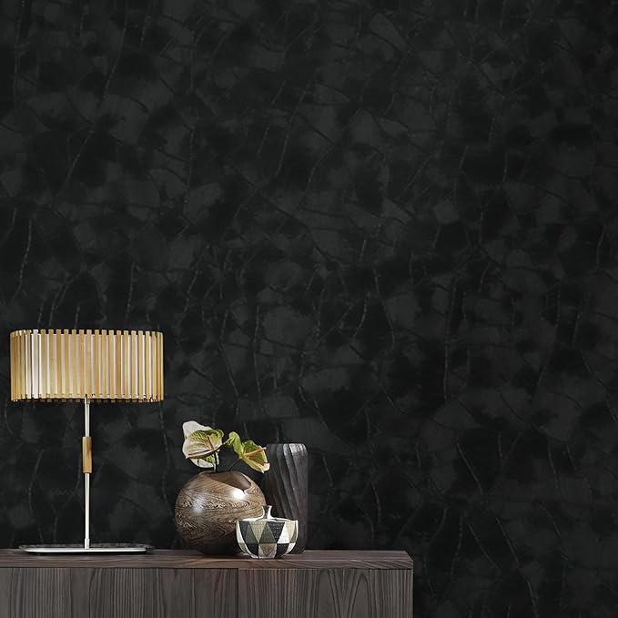 Yasinet Peel and Stick Wallpaper Black Removable Wallpaper Modern Black Contact