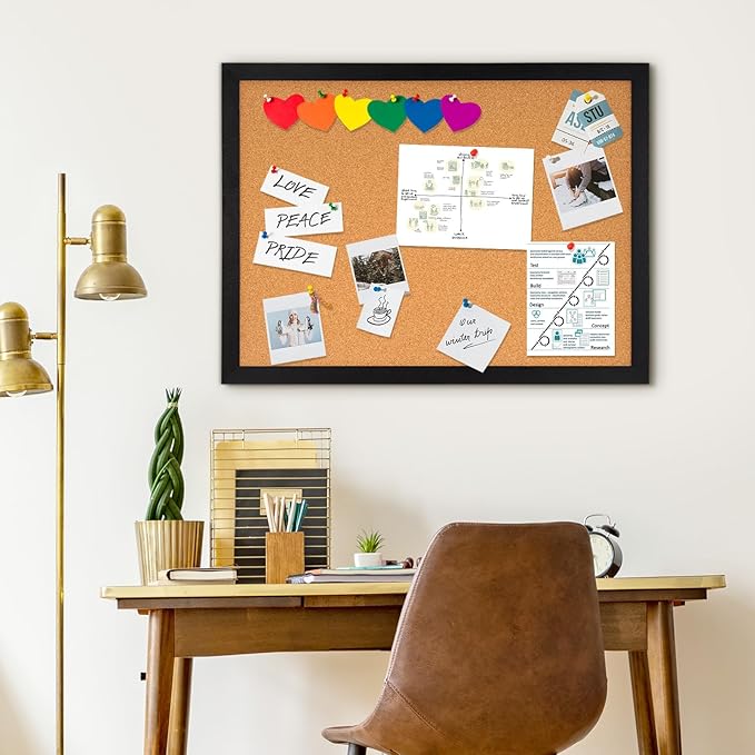 DOLLAR BOSS Cork Board for Wall 36" x 24" Bulletin Board for Wall