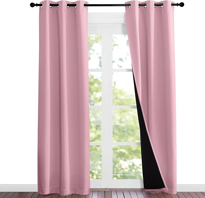 NICETOWN Crystal Pink Full Shade Curtain Panels, Pair of Thermal Insulated &