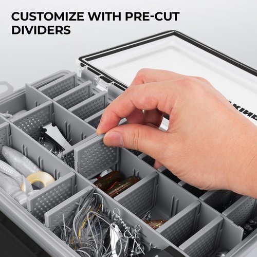 KastKing HyperSeal Waterproof Tackle Box, 3600 and 3700 Tackle Trays, Fishing Tackle Box Organizer with Removable Dividers, Lure Box and Terminal Tackle Storage,Black